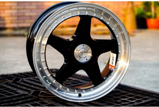 FK鋁圈 18吋 5/114.3 AYR04 黑色車邊 鋁合金輪圈, 1個