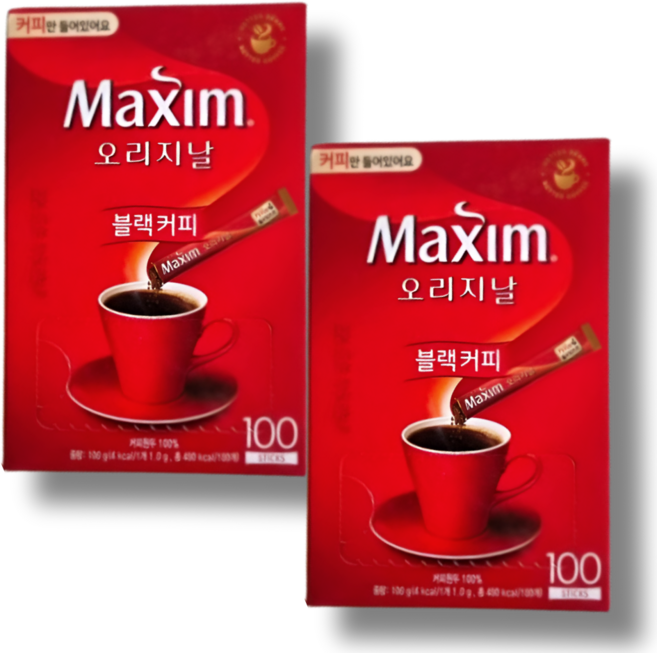 맥심 오리지날 솔루블 블랙커피, 1g, 100개입, 2개