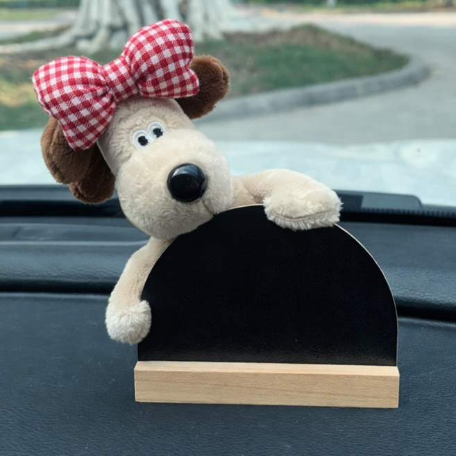 귀여운 강아지 캐릭터 인형 자동차 주차번호판, 1개, 리본 강아지