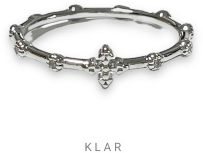 클라(KLAR) 크로바 십자가 큐빅 1단 묵주반지 (소)