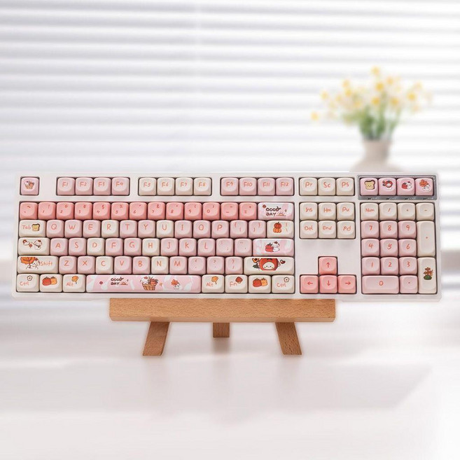 蘆竹72H 秋色小兔 moa 高度鍵帽 - 圓潤高顏值粉色系二次元鍵帽，適用於87鍵98/104鍵盤