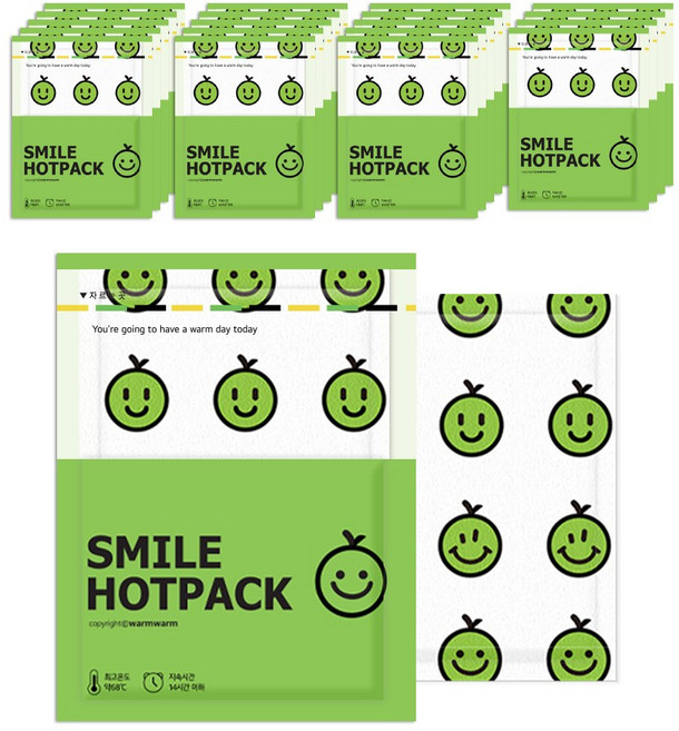 웜 스마일 핫팩 100g 손핫팩 어린이 미니손난로 국산핫팩, 20개