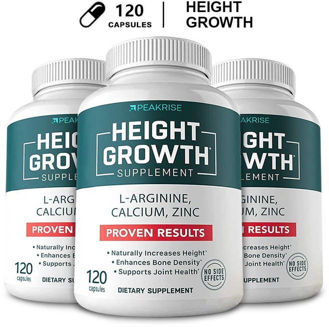 L-아르기닌 + 칼슘 + 아연 | 키 성장에 필수적인 영양소 | 뼈 건강 및 면역력 균형 | 60/120캡슐 (병당), 1개, 60정