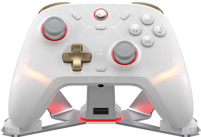 GameSir Cyclone 2 블루투스 게임패드 검은신화오공 Pc Steam Switch 안드로이드 ios 호환가능, 1개, 화이트+충전받침대