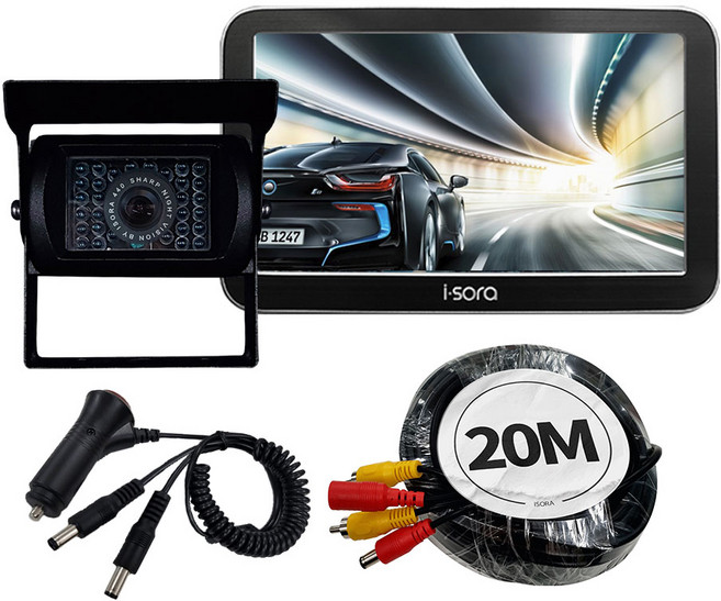 아이소라 화물차 후방카메라 국산픽셀플러스, 시모스_블랙+7거치형-메탈블랙, Y시거잭+일체형배선20M