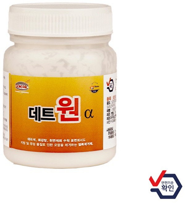 대리석 화강석 석재 기름 엔진오일 유압유 얼룩제거대리석 화강석기름오염제거제 데트원 알파 200g데트원 알파 대리석 기름얼룩제거제, 1개, 200g