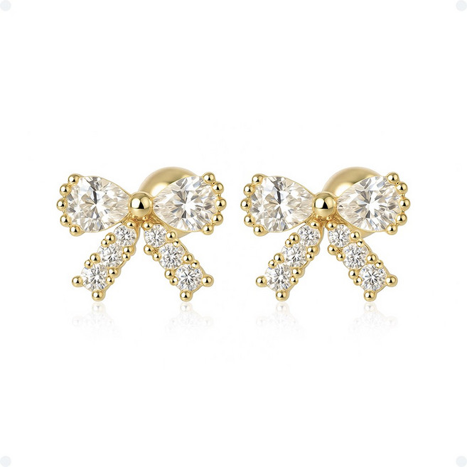 쥬넬 14KGF 발레코어 큐빅 러블리 리본 피어싱