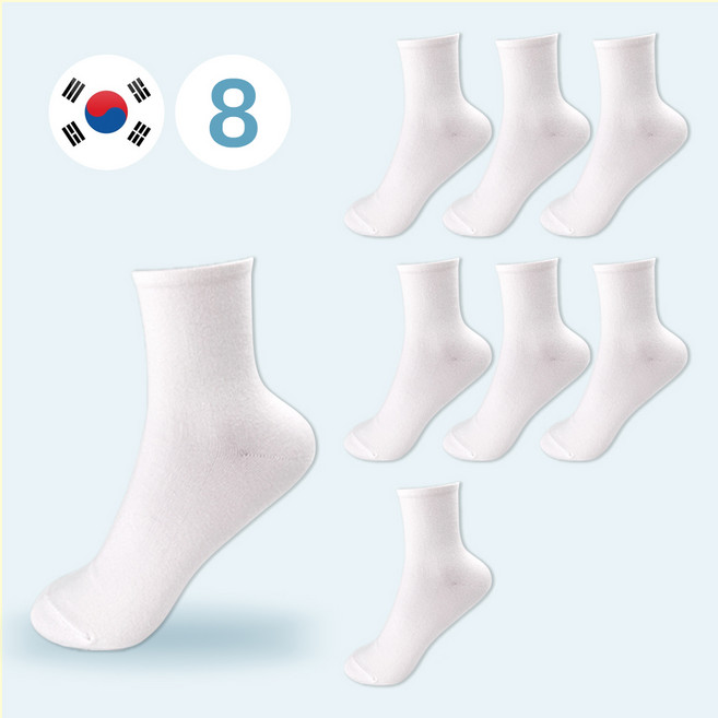 비바슈슈 여성용 밴드조임없이 편안한 임산부 무압박 면양말 8켤레