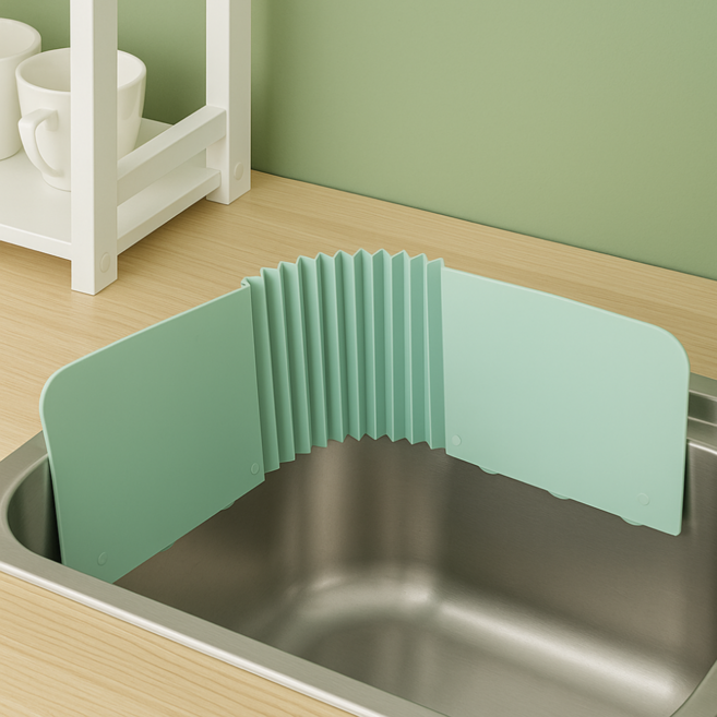 새살림 흡착 접이식 싱크대 물튀김 방지 물막이 코너형, 1개, 베이지