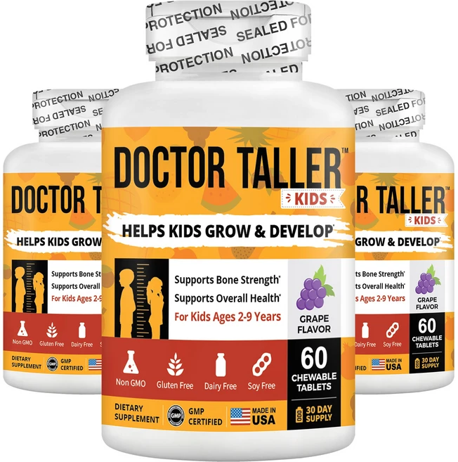 Doctor Taller Kids - Support Healthy Growth of Kids with Multivitamins and Multiminerals, 3개, 60 Tablets - Animal Shapes, 60정 - 쿠팡