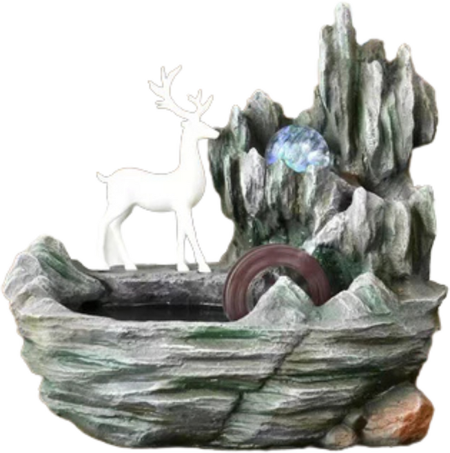 招財水流盆 開運滾球組 開店入厝送禮, 【大型擺件】風水擺件 福鹿運轉(特大號)