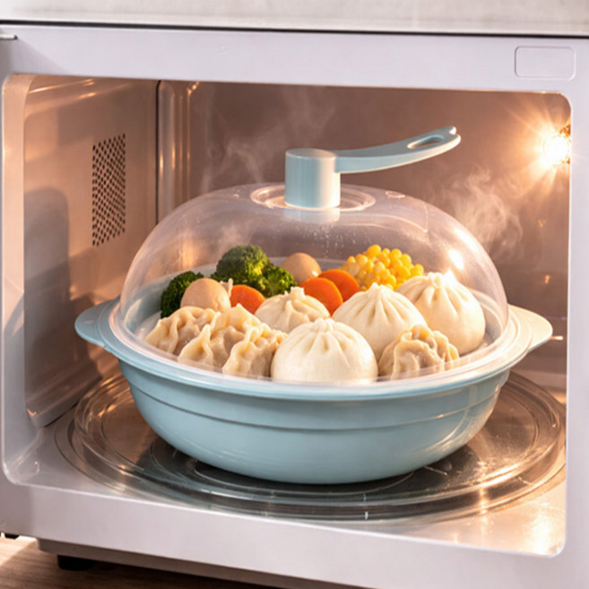 전자레인지 찜기 만두 호빵찜기, 스카이블루, 1개