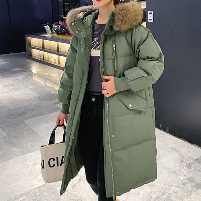 믹스블링 여성 퍼 후드 롱 패딩 데일리 야상 점퍼 겨울 아우터