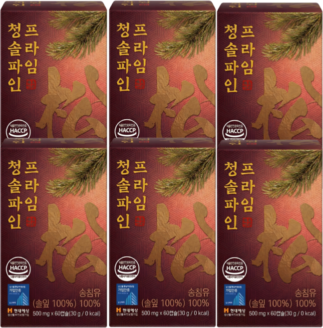 솔잎농축 100% HACCP인증 솔잎 농축액 솔잎추출물원액 송침유 적송유 솔입 캡슐 라이프플러스, 6박스, 60정