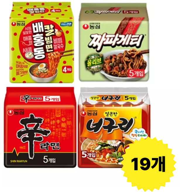 신짜너칼빔(신라면 5입 + 짜파게티 5입 + 너구리 5입 + 칼빔면 4입) 1세트, 신짜너칼빔(신라면 5입 + 짜파게티 5입 + 너구리 5