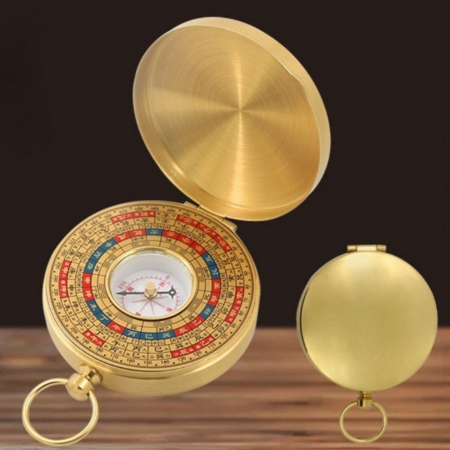 패철 나경 풍수지리 나침반 음양택 휴대용 미니 나침판 나침의, 골드, 골드, 1개