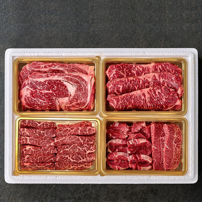 국내산 1등급 소고기 육우 선물세트 구이 3호 1kg (등심 채끝 갈비 특수부위), 1