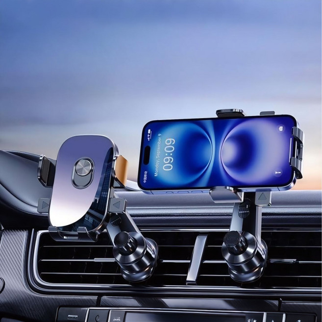 카지온 송풍구 휴대폰 거치대 차량용 핸드폰거치대 원터치, 블랙, 1개