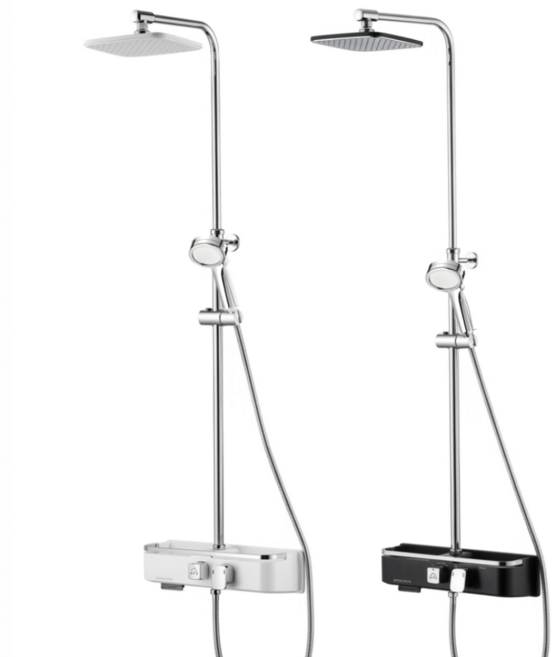 국산 무타공 선반형 해바라기 레인 샤워기 수전, 화이트, 1개