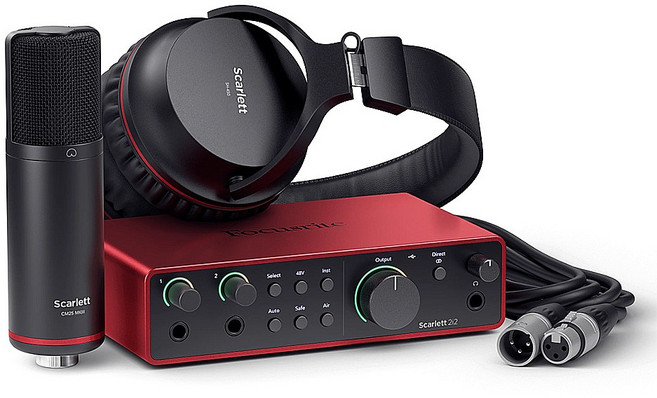 포커스라이트 스칼렛 2i2 스튜디오 4세대 홈 레코딩 루프백 USB 오디오 인터페이스 패키지 [공식인증점]