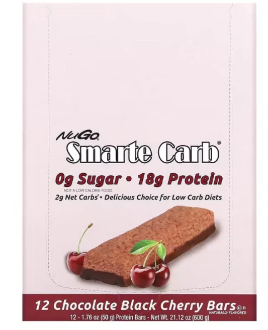 NuGo Nutrition Smarte Carb Bar 초콜릿 블랙 체리 바 12개입 각 50g 1.76oz, 12개 - 쿠팡