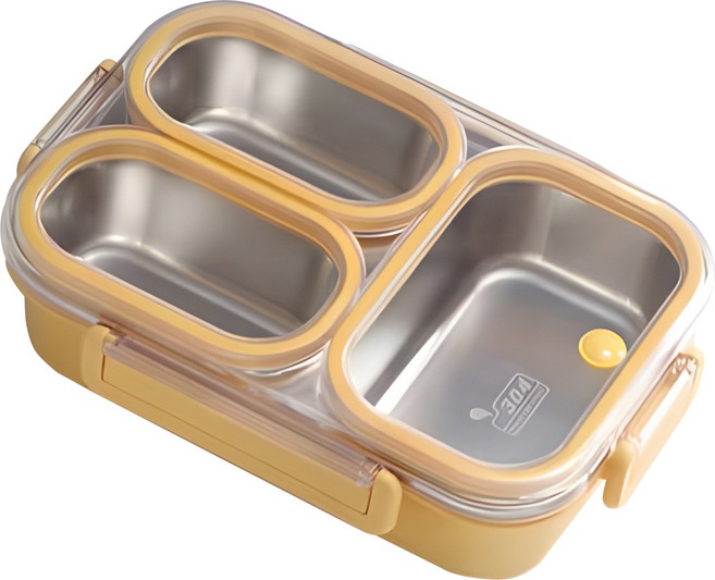 304不鏽鋼分隔便當盒 800ml 可微波, 顏色隨機出貨, 1個