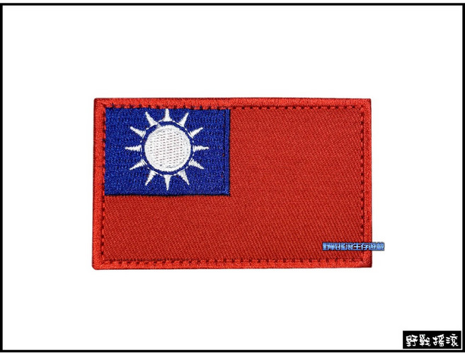 野戰搖滾 台灣國旗刺繡臂章 魔鬼氈肩章, 藍紅色, 1個