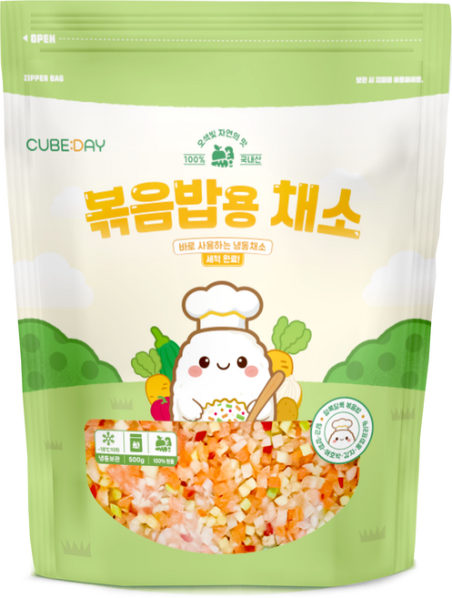 큐브데이 바로 사용하는 볶음밥용 채소 국내산, 1개, 500g