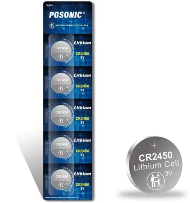 PGSONIC CR2450 3V 리튬배터리 5pcs, 5 Count (Pack of 1), 1개 - 쿠팡