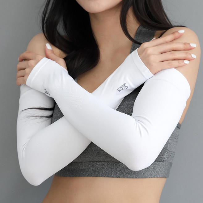 애니레그 국산 무봉제 손등커버형 아쿠아엑스 쿨토시 팔토시 2P, 1세트, 백색