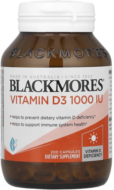 Blackmores 비타민D3 25mcg(1000IU) 캡슐 200정, Blackmores비타민D325mcg1000IU캡슐20 - 쿠팡
