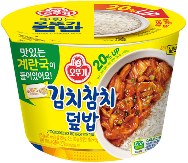 오뚜기 컵밥 김치참치 덮밥 계란국 315g 즉석밥, 1개