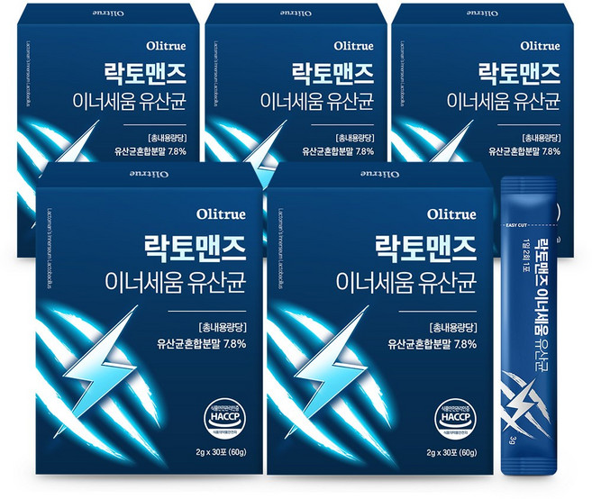 락토맨즈 이너세움 전립선 유산균 30포 60g, 5박스, 30회분