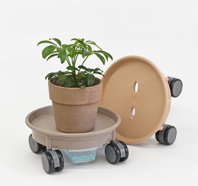 마이플랜트 토분 컬러 이동식 원형 화분받침대, 살구, 1개
