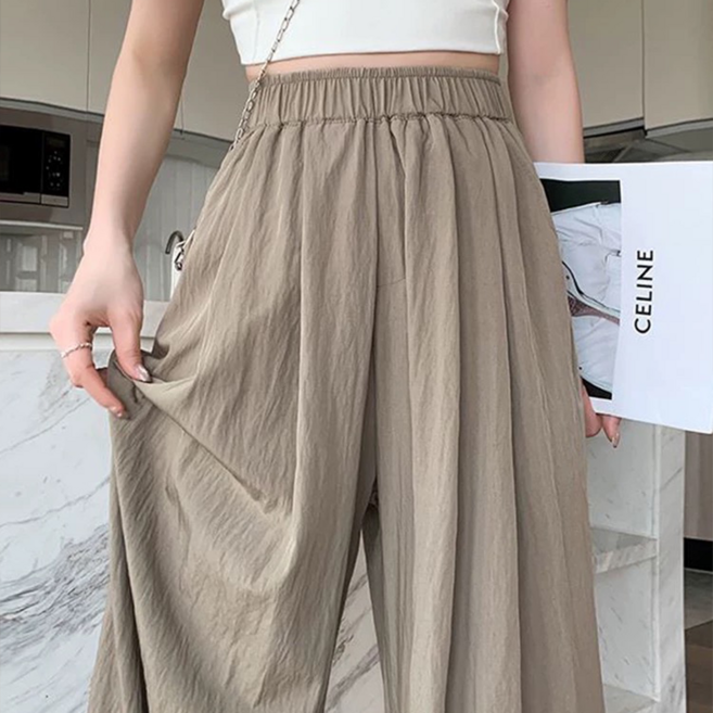 로젤라 여성 심플 캐주얼 스트레이트 팬츠 팬츠 빅사이즈 와이드 팬츠