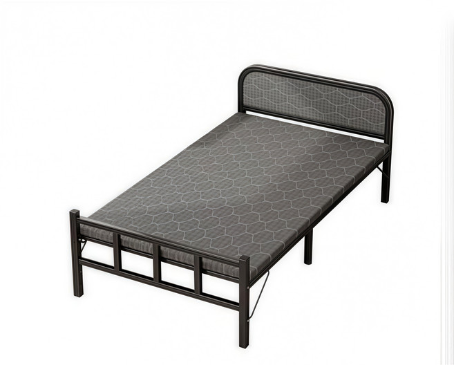 슈퍼싱글 철제 접이식 침대 매트리스 포함, 세련된 다크 컬러 (블랙 프레임 + 그레이 매트)