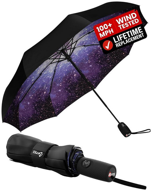 Repel Umbrella 방풍 여행용 우산 - 방풍 기능 스몰 - 컴팩트 경량 자동 강한 스틸 샤프트 미니 접이식 및 휴대용 - 백팩 자동차 지갑 우천용 우산