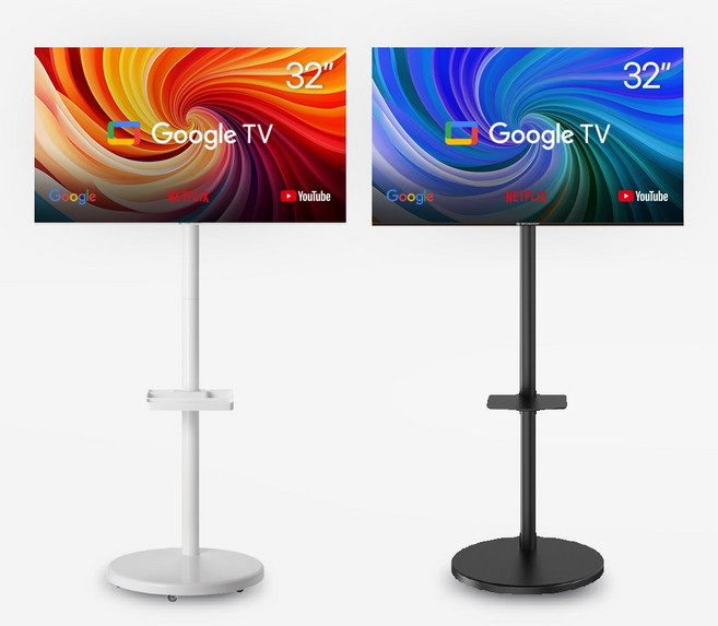 와우피프티 이동식 스마트티비 81cm(32인치) 중소기업 삼텐 스텐 바이미, 고객직접설치, 거치대형, 32HD_블랙색상