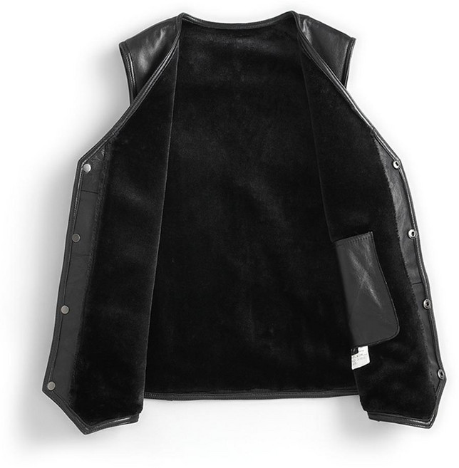 Vezri 남성 가죽 양털 안감 조끼 가을 겨울 따뜻한 방한 클래식 디자인