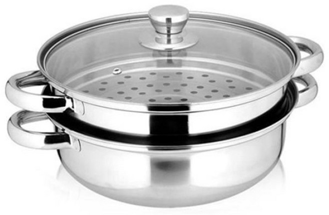 블루윙 IH 인덕션겸용 2단 28cm 스텐 찜냄비 찜솥 찜기 냄비, 1개