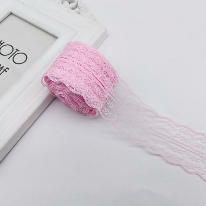 레이스천 밑단 원단 부자재 리본끈 4.5cm 10M, 1개, 5#라이트핑크