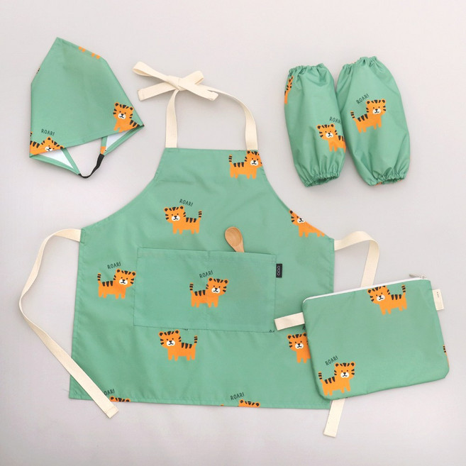 세맘스 말랑말랑 방수앞치마+두건+토시+파우치 세트