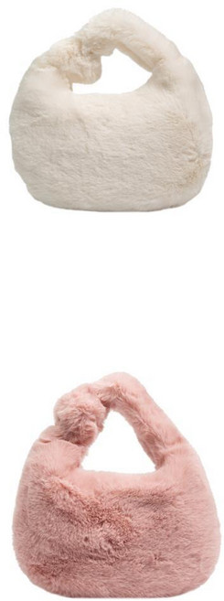 여성용 단색 귀여운 동글동글 털토트백 화장품가방 막가방 손가방 무난한 일상용