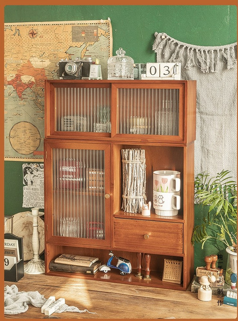 일공이오마켓 원목진열장 장식장가구 거실장식장 장식장 원목진열장선반 원목3단진열장, 푸시풀캐비닛업그레이드(두꺼움)