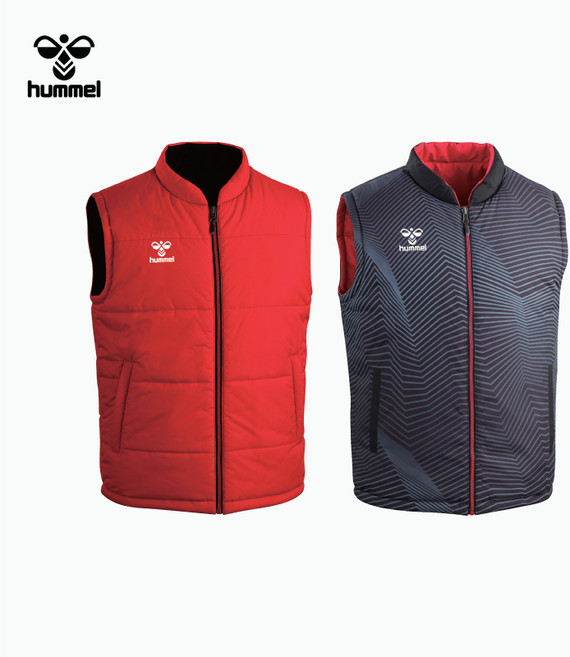 험멜 양면패딩조끼-패딩 베스트(HM-6878-검/레드)