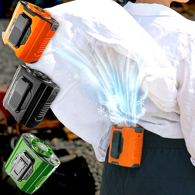 아이스윈드 저소음 클립팬 휴대용 허리 선풍기 무선 충전식 BLDC 손선풍기, 그린, 3600mAh