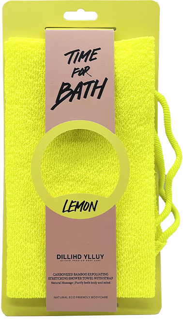 딜라이드일루이 프리미엄 빅사이즈 스트랩 스트래칭 각질 제거 샤워 타월, 1개, 1개입, 레몬