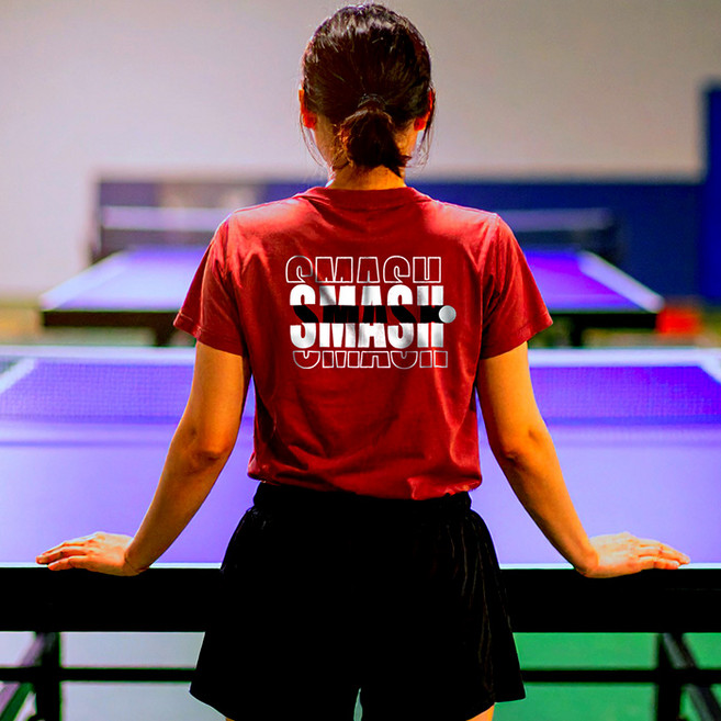 닥터노이바우어 - 드라이 라운드 티셔츠 DTRUS-26013 남녀공용 탁구 반팔티 버건디