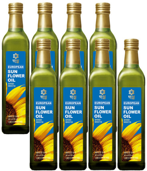 제일제당 백설 유러피안 해바라기유 500ml x8개, 8개