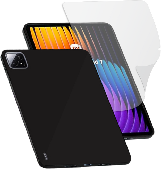 샤오미 패드 7 매트블랙 슬림핏 케이스 + 저반사 지문방지 매트 필름, 1개